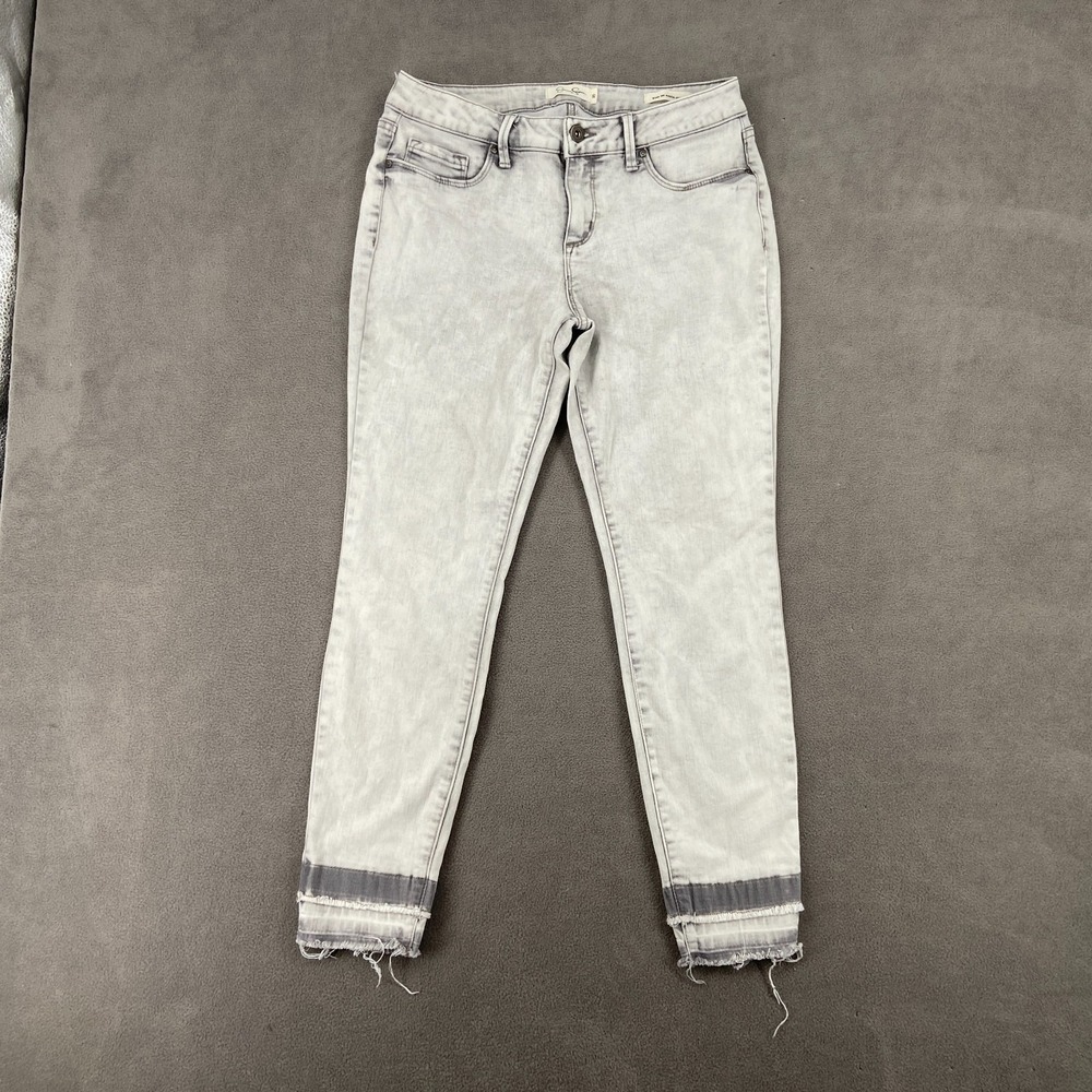 Jessica Simpson Kiss Me Ankle Skinny Jeans Women 29 Gray Cotton Mid Rise Raw Hem